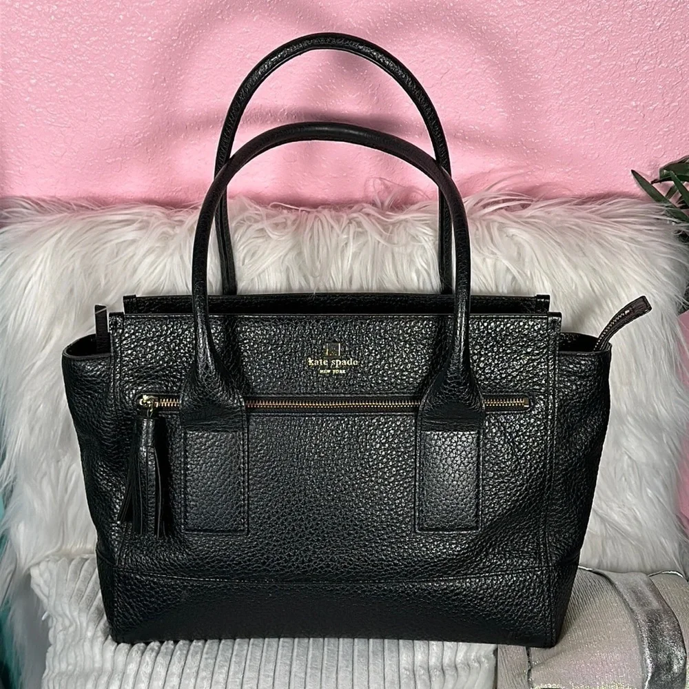 KATE SPADE NEW YORK designer iconic large pebbled leather bag gorgeous like new